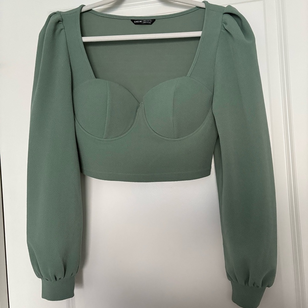 SHEIN Bustier Long Sleeve Crop Top